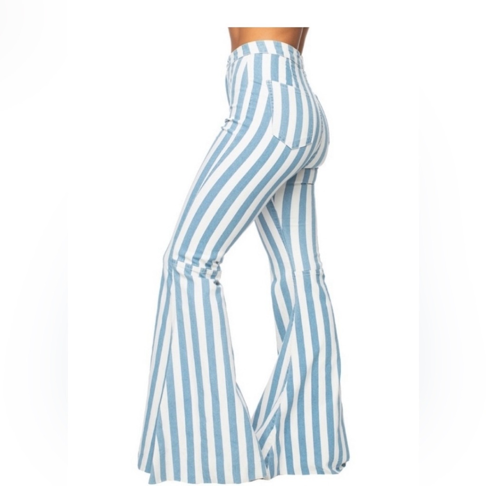 Buddy Love Moonshine Striped Flare Jeans Blue Size 27